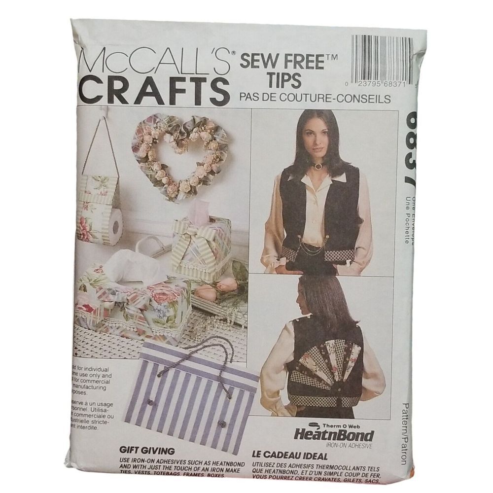 McCall's Crafts 6837 Ties, Vests, ToteBags Frames Boxes Folders‎ Sewing Pattern